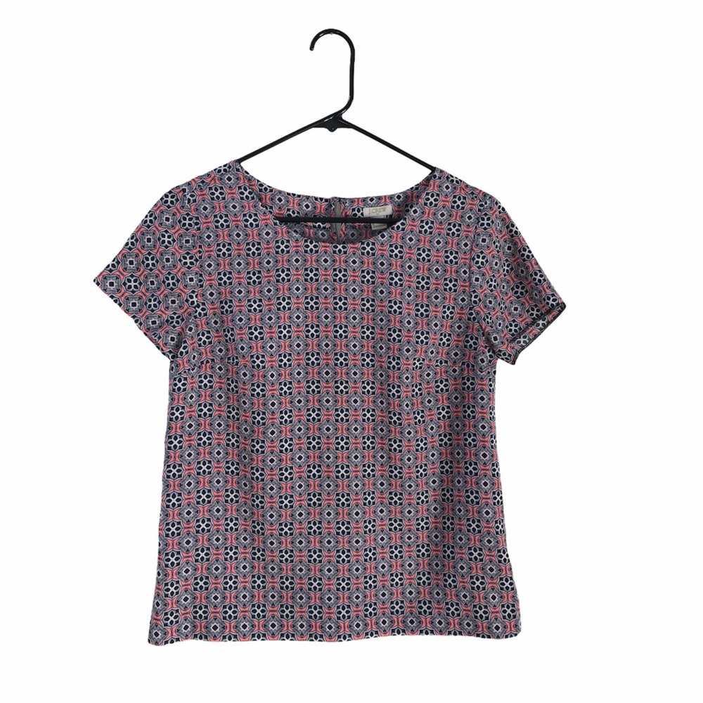J.CREW Factory coral & blue print top